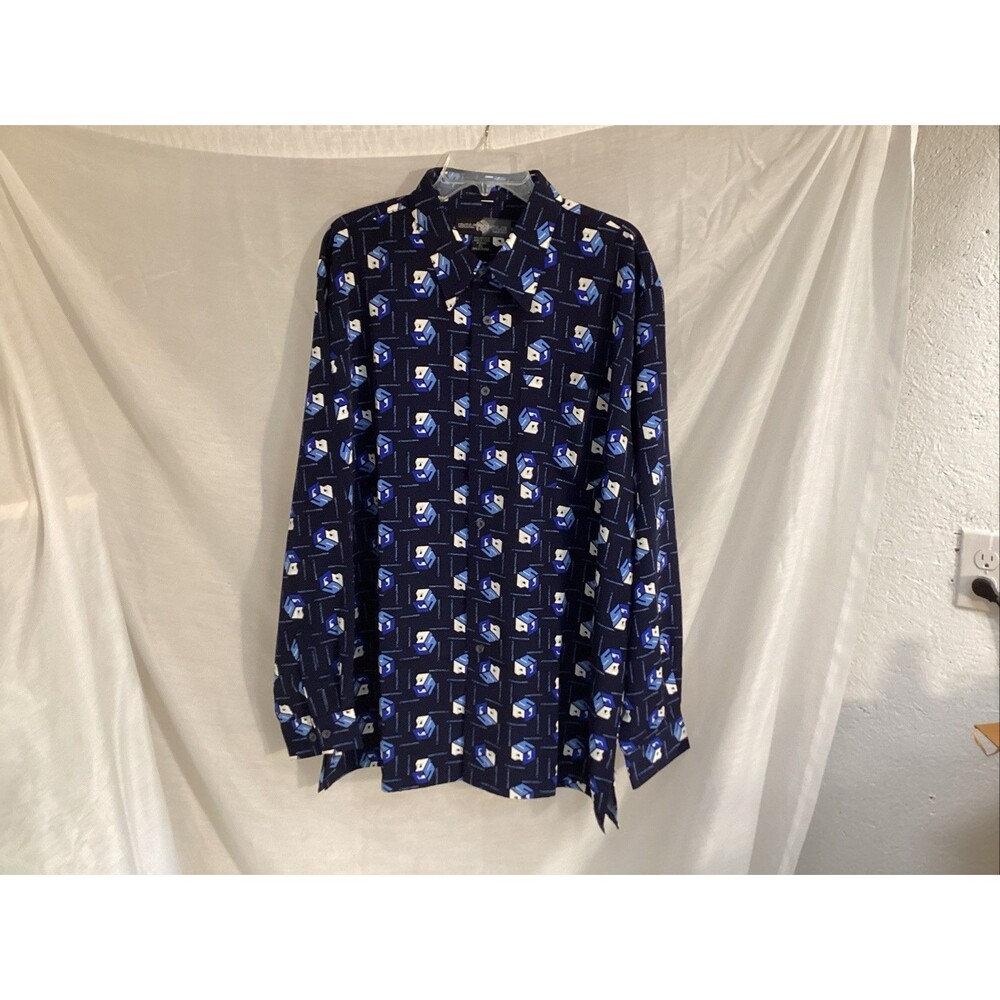 southpole shirt xl men blue long sleeve button down geometric all over